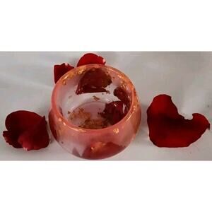 Handmade Rose Petals/"Gold" Epoxy Container